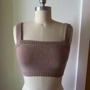 NAADAM 100% Cashmere Crop Top-Mauve Knit Bralette-Quiet Luxury-Women's Size XS